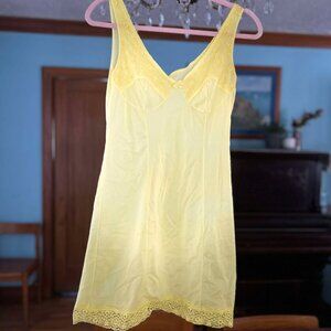 🍋 Vintage Hand-Dyed Lemon Yellow Slip – Sweet, Sultry, and One of a Kind 🌞